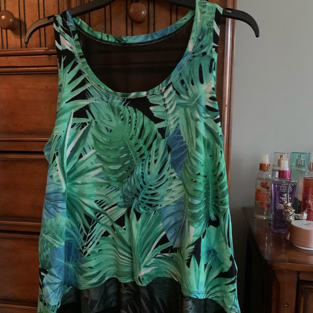 Jennifer Lopez Tropical print mesh tank